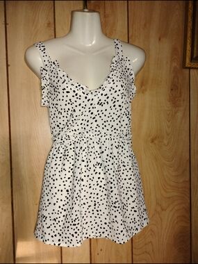 Vine & Love White Dress with Black Polka Dot Print